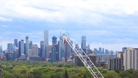 Toronto Skyline with Construction Crane in Foreground Stock Footage 276109417