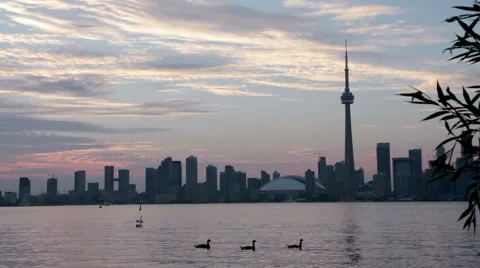 Toronto Skyline at dusk Stock Footage 40648948