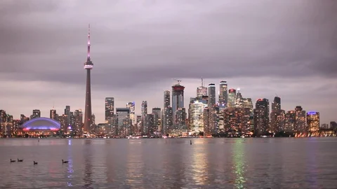 Toronto skyline at dusk Stock Footage 81672420