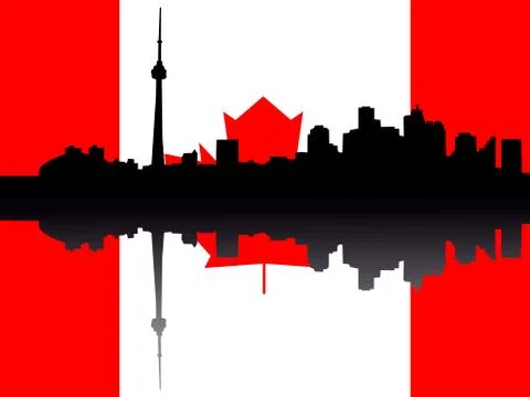 Toronto skyline with flag Illustrazione stock
