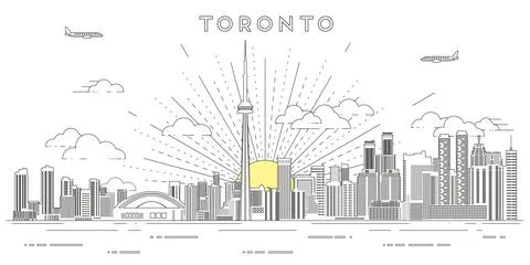 Toronto skyline line art vector illustration Stock Illustration