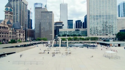 Toronto Skyline Nathan Phillip Square Daytime Timelapse [4K] Stock Footage 83710109