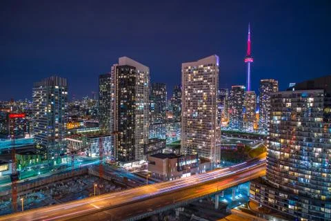 Toronto Skyline At Night Logos removed Stock Photos