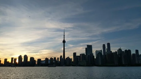Toronto skyline pan up Stock Footage