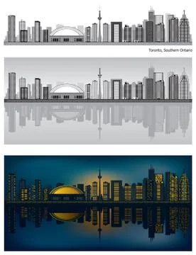 Toronto skyline with reflection in water Stock Illustration