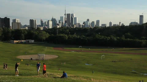 Toronto skyline from Riverdale park. 1080p. Stock Footage