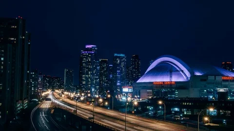 Toronto Skyline Rogers Centre Timelapse [4K] Stock Footage 83710357
