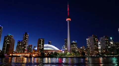 Toronto Skyline Smooth Motion Night 2 Stock Footage 53089840