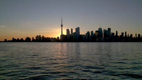 Toronto Skyline Sunset Stock Footage 91517177