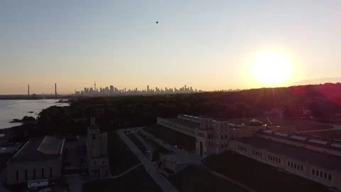 Toronto skyline at sunset Stock Footage