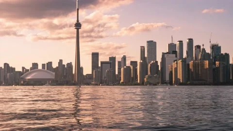 Toronto skyline at sunset Stock Footage 143214564