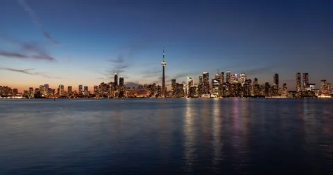 Toronto Skyline Sunset Time Lapse Day To Night Stock Footage 288428412