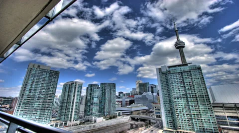 Toronto skyline time lapse HDR day clouds Video stock 39586743