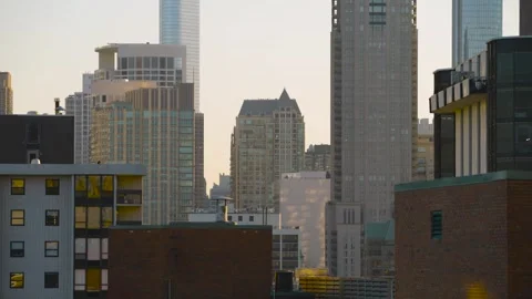 Toronto skyline view showcasing diverse urban architecture at golden hour w.. Stock Footage 334721276