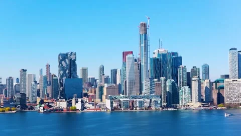 Toronto Skyline Waterfront View featuring Pinnacle One Yonge Skyscraper Cons Video stock 346915230