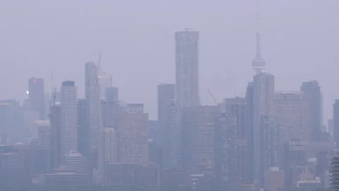 Toronto in Smog Stock Footage 243369483