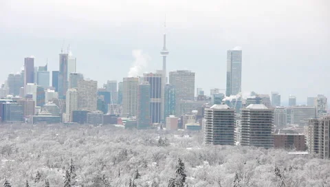 Toronto Snow Skyline Stock Footage 52225633