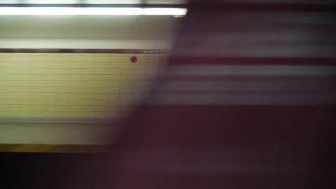 Toronto subway slowing down and stopping in station Stock Footage 82370513