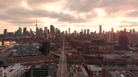Toronto Sunset Facing East Stock Footage 128472714