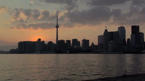 Toronto Sunset Skyline Stock Footage 327896818