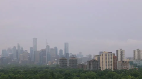 Toronto Time Lapse With Clouds and Fog After Summer Rain Stock Footage 157188286