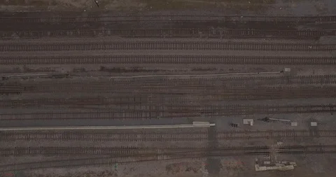 Toronto train tracks. 4K drone footage look down on tracks. Canada. Stock Footage 92165795