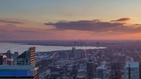 Toronto West side as seen from a rooftop in the financial district Stock Footage 86665714