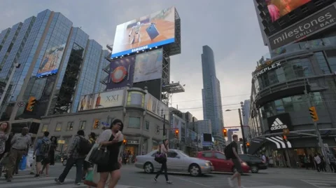 Toronto Yonge Dundas Intersection Billboard Screens Advertisements Stock Footage 57834436