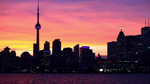 Toronto+CNTower sunset Stock Footage 131780326