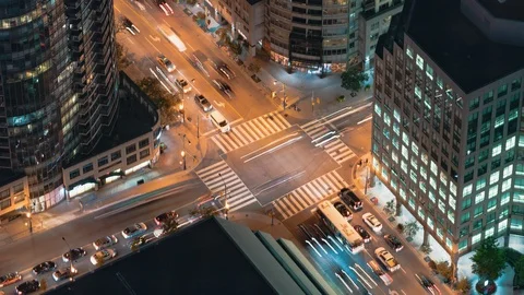 Toronto's downtown intersection city night traffic Stock Footage 86665253