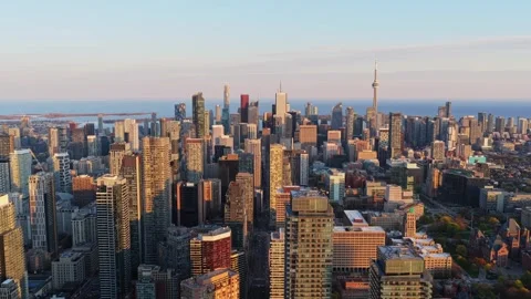 Toronto's financial district skyline and urban landscape with modern skyscrapers Stock Footage 335225722