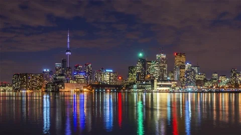 Toronto's skyline at Night Stock Footage 85103567