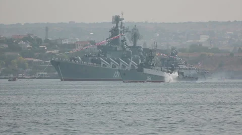 Torpedo attack an enemy warship Stock Footage 67015857