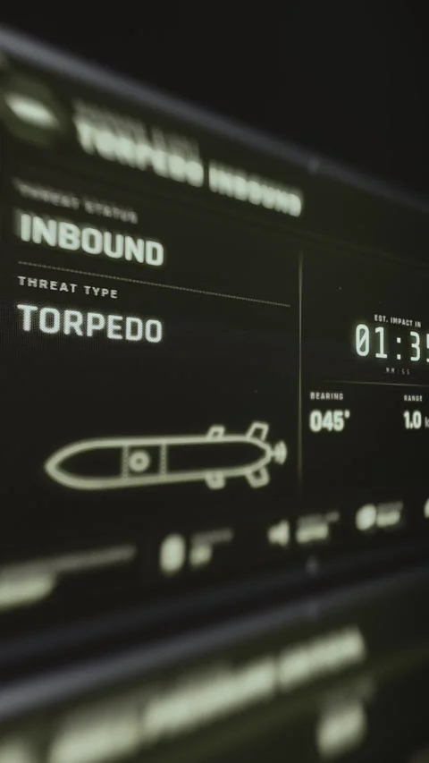 Torpedo Or Weapons System Status On Tactical Interface 4K Stockbeeldmateriaal 341845910
