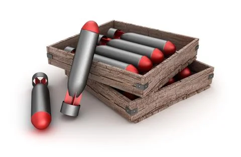 Torpedoes in the box over white background Illustrazione stock
