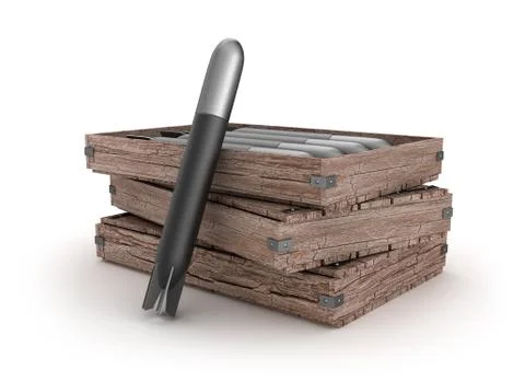 Torpedoes in the box over white background Stock Illustration