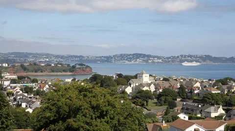 Torquay coast and bay Devon England from Paignton Stock Footage 29068960