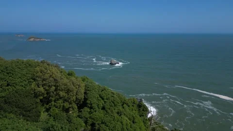 Torquay, Devon, England: DRONE VIEWS: Shag Rock, Thatcher Rock &amp; Orestone Rock Stock Footage 242798524
