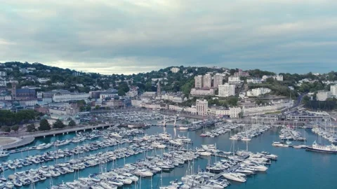 Torquay Marina from a drone, English Riviera, Torbay, Devon, England, Europe Stock Footage 202520341