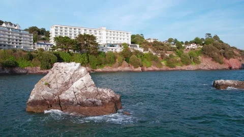 Torquay Rocks and Cliffs from a drone, English Riviera, Torbay, Devon Stock Footage 205775788