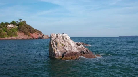 Torquay Rocks and Cliffs from a drone, English Riviera, Torbay, Devon Stock Footage 205775980