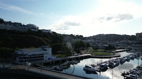 Torquay, S. Devon, England: DRONE VIEWS: The Marina &amp; the English Riviera Wheel Stock Footage 246535100