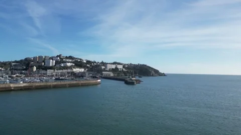 Torquay, South Devon, England: DRONE VIEWS: The marina and its entrance Stock Footage 273860754
