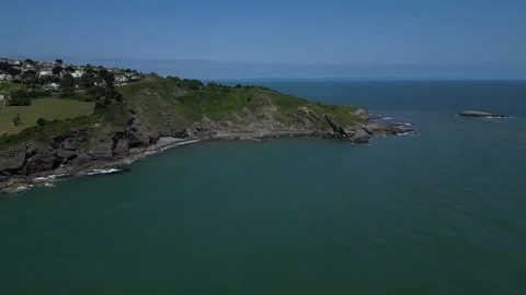 Torquay, Torbay, S. Devon, England: DRONE VIEWS: Hope's Nose &amp; Torbay Coastline Stock Footage 243352081