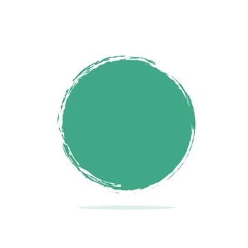 Torquoise circle brush stroke isolated on white background. Round grunge. Stock Illustration