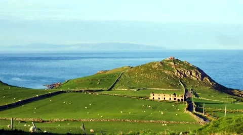 Torr head and misty view to Scotland, Northern Ireland Stock Footage 64208479