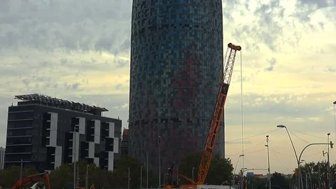 Torre Agbar in Barcelona. Spain. Stock Footage