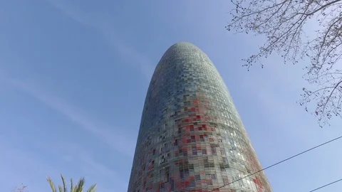 Torre Agbar on Technological District in Barcelona Stock Footage