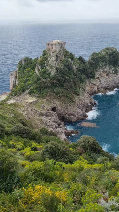  Torre Capo di Conca - historical landmark on Conca dei Marini, Amalfi Coast Stock Footage 277679043