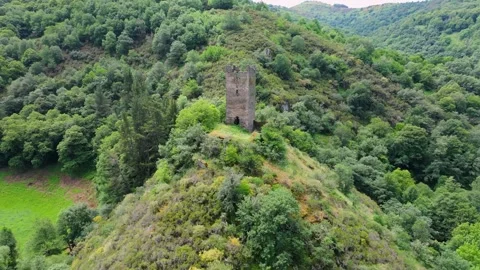 Torre de Doncos Standing In The Valley Of The River Stock Footage 340204548